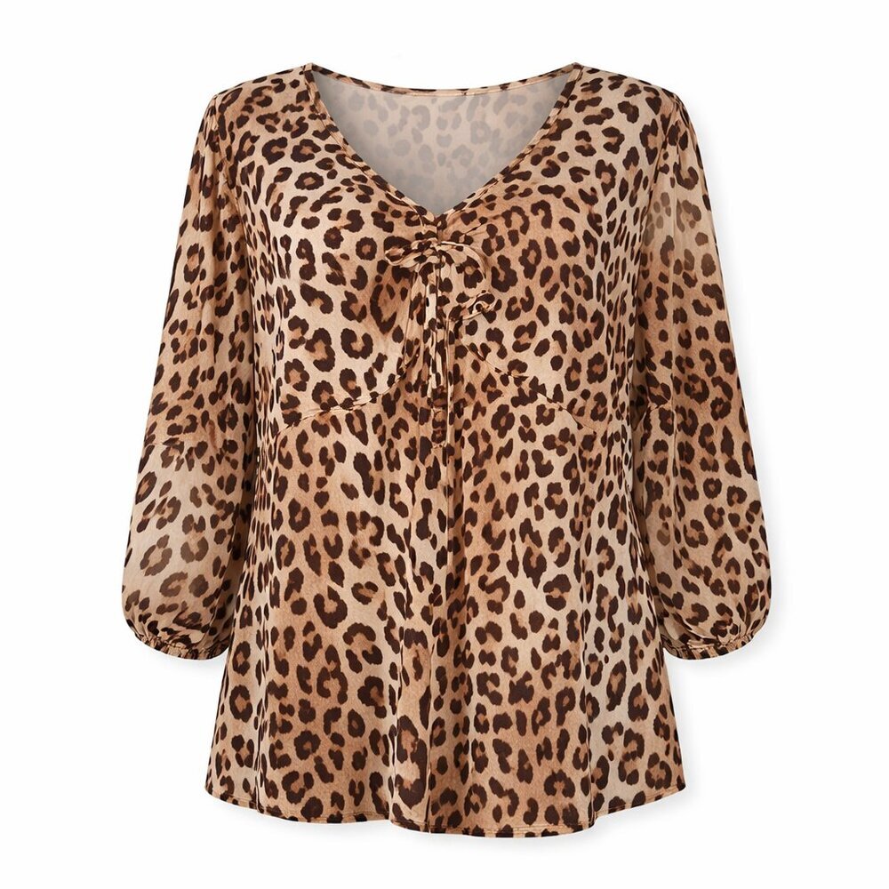 NWT GODDESS Brown Beige Leopard Top Size 3X